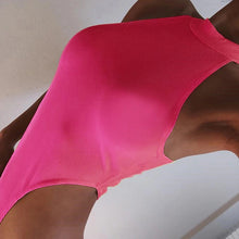 Load image into Gallery viewer, Mon Amie Cherry, Sexy Bodysuit, mock-neck, Pink bodysuit, neon