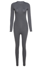 Load image into Gallery viewer, Mon Amie Cherry, Playsuit, Catsuit, Jumpsuit, Grey, Streetwear, Clubwear, casual, Long Sleeve and ankle length jumpsuit