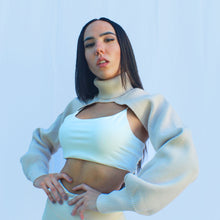 Load image into Gallery viewer, Mon Amie Cherry, Cropped Sweater, beige sweater, neck-arm sweater, soft sweater, streetwear, sexy sweater, casual