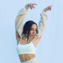 Load image into Gallery viewer, Mon Amie Cherry, Cropped Sweater, beige sweater, neck-arm sweater, soft sweater, streetwear, sexy sweater, casual