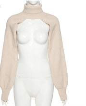 Load image into Gallery viewer, Mon Amie Cherry, Cropped Sweater, beige sweater, neck-arm sweater, soft sweater, streetwear, sexy sweater, casual