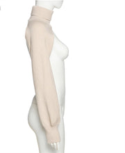 Load image into Gallery viewer, Mon Amie Cherry, Cropped Sweater, beige sweater, neck-arm sweater, soft sweater, streetwear, sexy sweater, casual