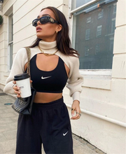 Load image into Gallery viewer, Mon Amie Cherry, Cropped Sweater, beige sweater, neck-arm sweater, soft sweater, streetwear, sexy sweater, casual