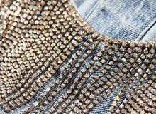Load image into Gallery viewer, Mon Amie Cherry, Denim Jacket, sexy clothe, clubwear, bedazzled, rhinestones, bling