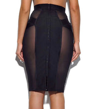 Load image into Gallery viewer, Mon Amie Cherry, Black Skirt, Mesh Skirt, Sexy Skirt, Pencil Skirt, Dressy Skirt, Party outfit