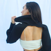 Load image into Gallery viewer, Mon Amie Cherry, Black Sweater, Cropped Sweater, beige sweater, neck-arm sweater, soft sweater, streetwear, sexy sweater, casual
