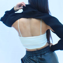 Load image into Gallery viewer, Mon Amie Cherry, Black Sweater, Cropped Sweater, beige sweater, neck-arm sweater, soft sweater, streetwear, sexy sweater, casual

